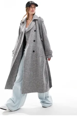 ASOS Formal faux wool trench coat in salt and pepper