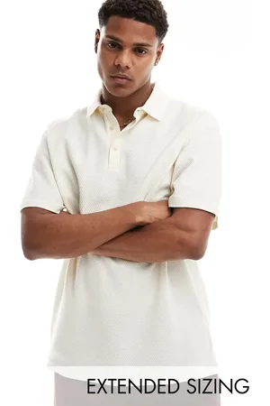 ASOS Relaxed waffle polo shirt in beige