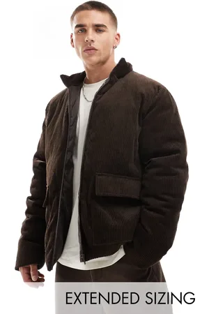 ASOS Corduroy puffer jacket in brown