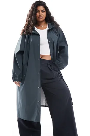 ASOS ASOS DESIGN Curve rubberised rain parka in midnight