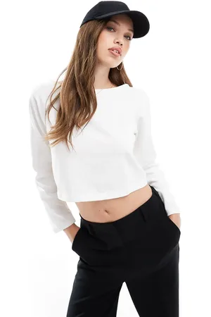 Cotton On Cotton On boat neck cropped long sleeve top in natural