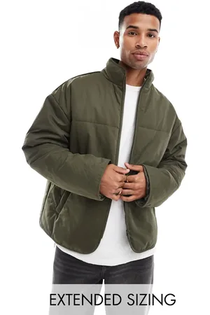 ASOS Oversized puffer jacket with seam detail in khaki