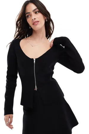 Stradivarius Zip through knitted top co-ord in