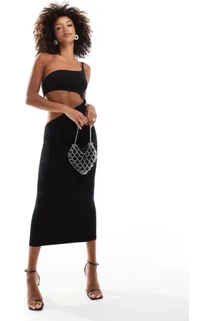 ASOS Wave neck one shoulder midi dress with curved cut out in