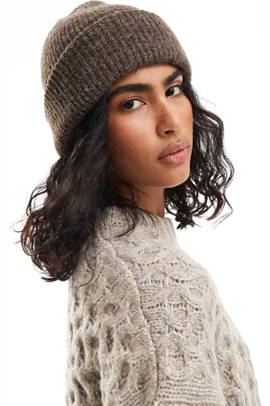 ASOS Chunky double roll beanie in chocolate