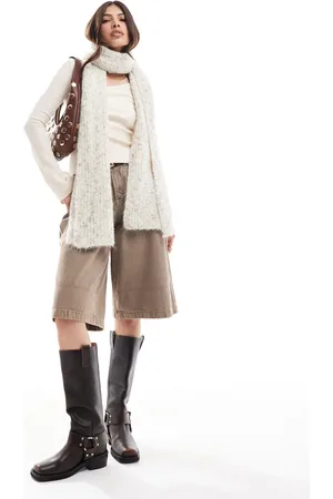 ASOS Scarf with knitted neppy cream design