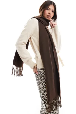 ASOS Woven tassels scarf in chocolate