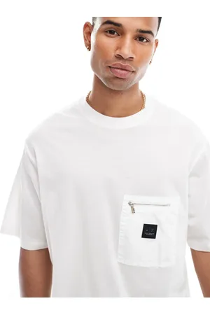 Armani Exchange T-shirt in off with zip pocket detailing