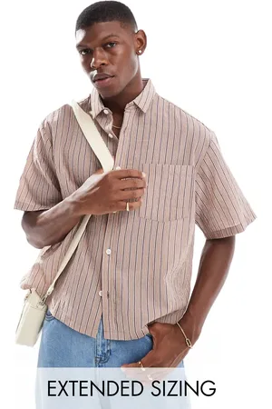 ASOS Boxy oversized shirt with textured stripe in pink