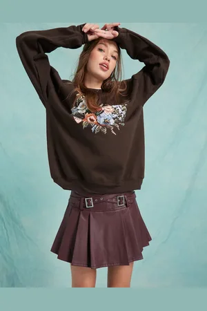 Miss Selfridge Floral print oversized sweatshirt in