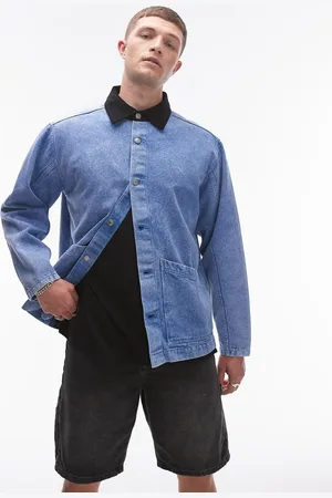 Topman Acid wash workwear jacket with contrast collar