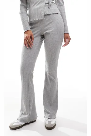 Pieces® Wellness mix & match lettuce edge flared jersey trouser in light