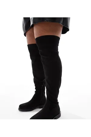 ASOS Curve Kaylee smart flat over the knee boots in