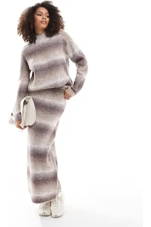 Y.A.S Ombre knitted maxi skirt co-ord in neutral