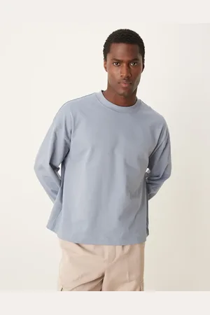 ASOS Premium heavyweight oversized boxy long sleeve t-shirt 300gsm in blue