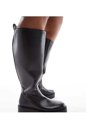 ASOS Curve Carmen chunky flat knee boots in