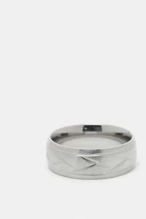 ASOS Waterproof stainless steel band ring with embossing in tone