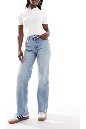 ONLY Juicy high waist wide leg jeans in light denim