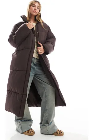 ASOS Longline padded jacket in chocolate