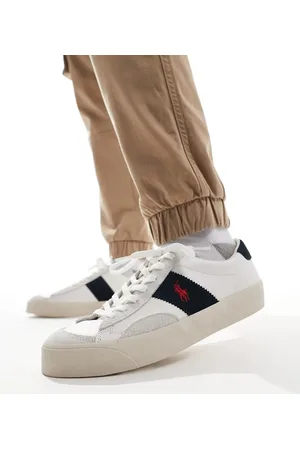 Ralph Lauren Sayer sport in leather suede mix with navy stripe in