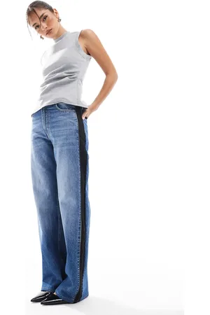 ASOS Wide leg jeans with tailored waistband in and mid blue