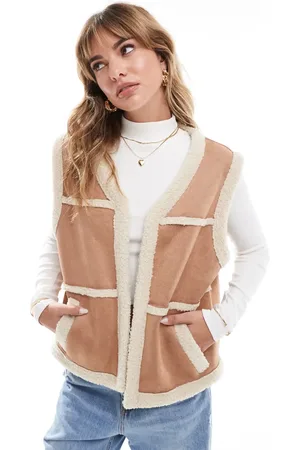 ASOS Borg faux suede gilet in tan