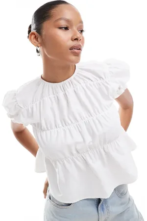 ASOS Poplin shirred blouse in ecru
