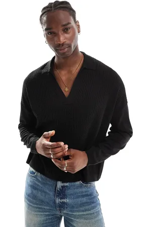 ASOS Knitted oversized boxy long sleeve polo in