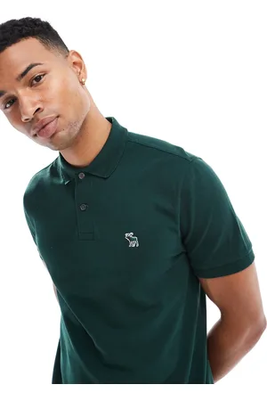 Abercrombie & Fitch Elevated icon logo tipped pique polo in dark