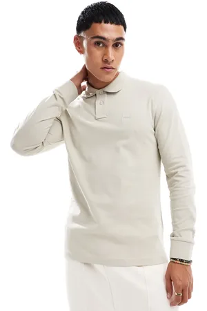 HUGO BOSS Passerby long sleeve polo shirt in beige