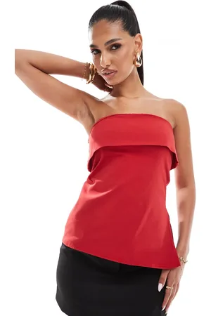 In The Style Bengaline foldover bandeau longline top in