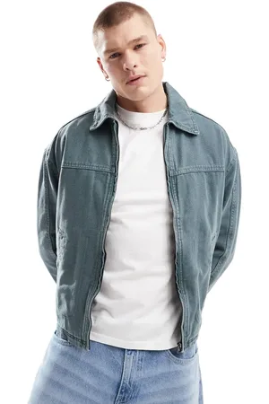 Bershka Boxy fit denim washed jacket in