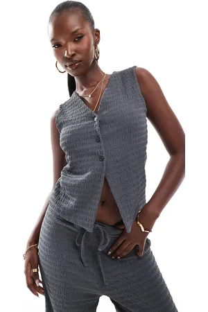 Kaiia Textured waistcoat co-ord in slate
