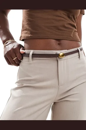 ASOS Waist and hip belt with abstract dome hardware in chocolate