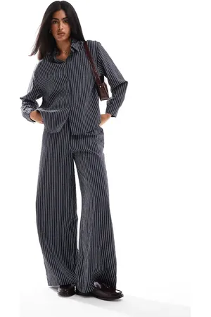 Pull&Bear Wide leg trouser co-ord in pinstripe