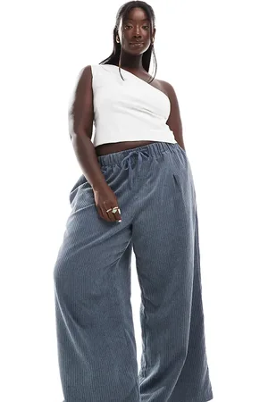 ASOS Curve cord wide leg pull on trouser in
