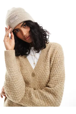 ASOS Copenhagen label beanie in biscuit