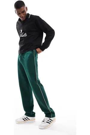 ASOS Straight leg jogger in green with contrast yellow piping