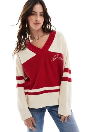 GANT V-neck varsity jumper with logo in