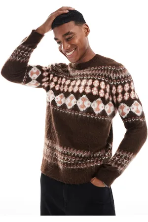 ASOS Knitted crew neck jumper with fairisle pattern in