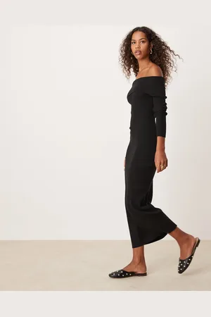 Glamorous Off shoulder maxi knitted dress in