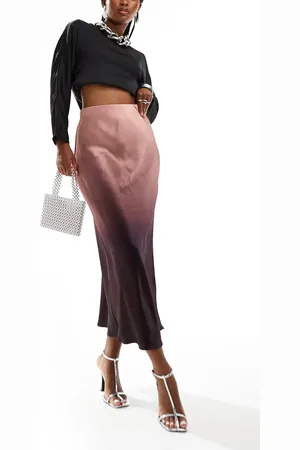 Forever New Satin bias maxi skirt in oxblood ombre
