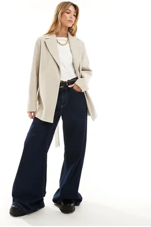 New Look Short belted coat in mink