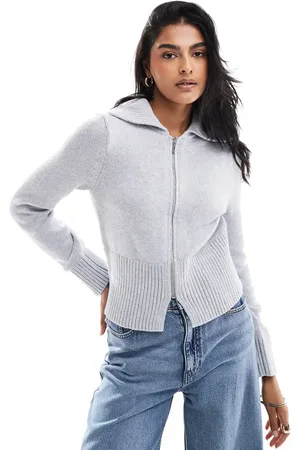 Abercrombie & Fitch Zip up collared cardigan in light