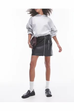 Topshop Faux leather biker mini skirt in