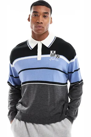 ASOS Oversized boxy fit knitted rugby polo with logo detail in
