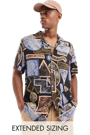 ASOS Relaxed revere shirt in abstract vintage print