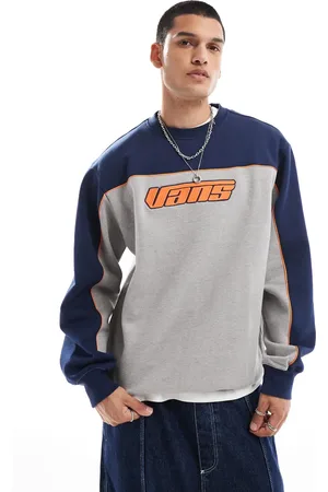 Vans Retro v crew sweatshirt in blue and grey