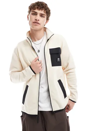 Timberland Contrast pocket full zip fleece jacket in off