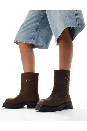 Bronx Quinn biker ankle boots in coffee bean waxy nubuck